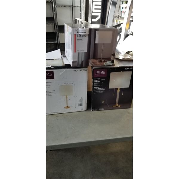 2 HOME DECORATIONS NIGHT STAND LIGHTS AND CANVAS TABLE LAMP