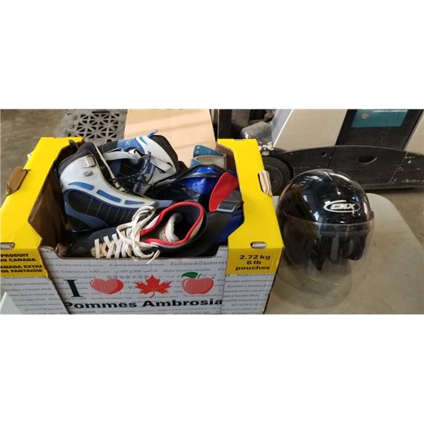 BOX OF SPORTS EQUIPTMENT