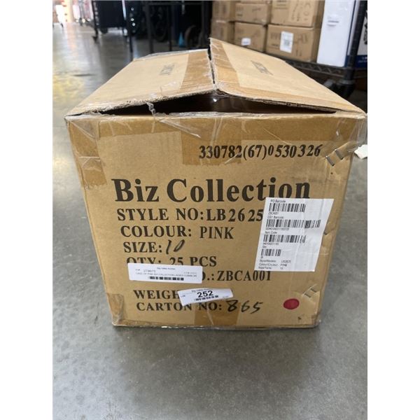 CASE OF PINK BIZ COLLECTION LADIES CUBAN 3/4 SLEEVE SHIRT BREATHABLE POLYESTER