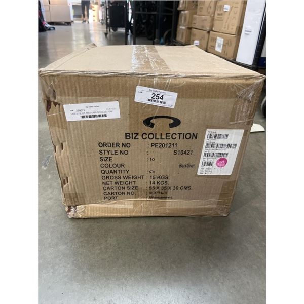 CASE OF BLACK AND SILVER BIZ COLLECTION LADIES CUBAN 3/4 SLEEVE SHIRT BREATHABLE POLYESTER