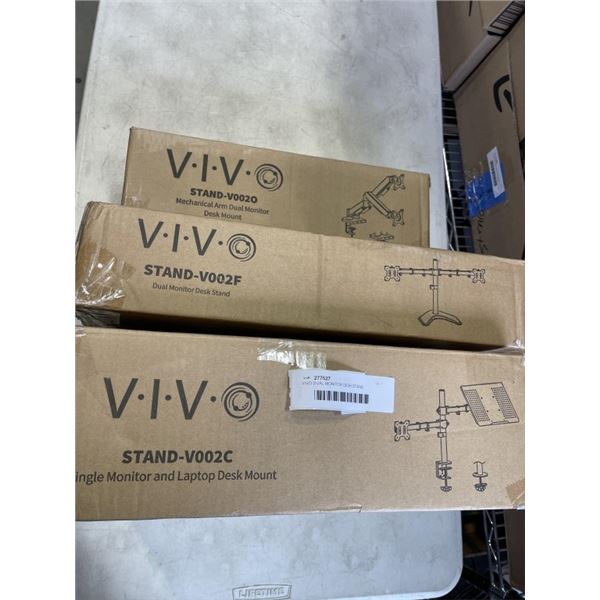 VIVO DUAL MONITOR DESK STAND, MECHANICAL ARM DUAL MONITOR DESK MOUNT AND SINGLE MONITOR AND LAPTOP D
