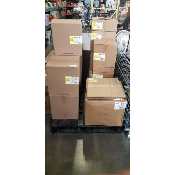 PALLET OF NEW SELKIRK STOVE VENT ACCESSORIES, MOUNTS, PLATES, ETC