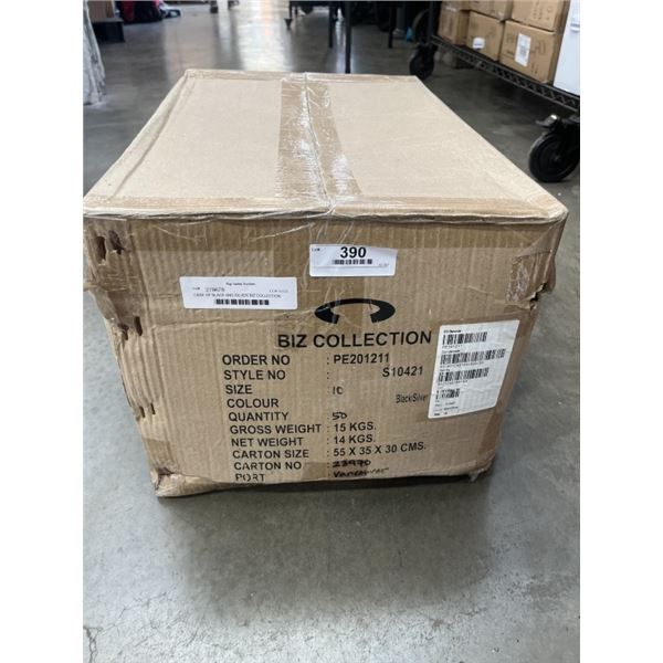 CASE OF BLACK AND SILVER BIZ COLLECTION LADIES CUBAN 3/4 SLEEVE SHIRT BREATHABLE POLYESTER