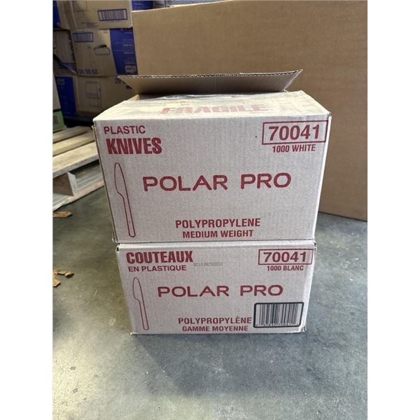 2 NEW CASES PLASTIC KNIVES - 1000 KNIVES PER NOX, 2000 TOTAL
