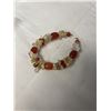 Image 1 : NATURAL ROCK CRYSTAL AND CARNELIAN BEADS BRACELET W/ STERLING SILVER LOBSTER CLASP, MARKED 925