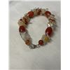 Image 2 : NATURAL ROCK CRYSTAL AND CARNELIAN BEADS BRACELET W/ STERLING SILVER LOBSTER CLASP, MARKED 925