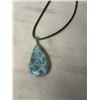 Image 3 : SILVER FRAMED TURQUOISE STONE PENDANT W/ CORD NECKLACE