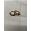 Image 2 : 2 PAIRS OF GOLD COLOUR W/ VARIOUS STONES HOOP EARRINGS, EXCELLENT CONDITION, NO MARKS