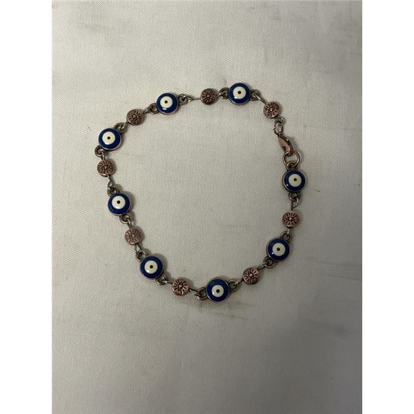 VINTAGE EVIL EYES LINKS BRACELET 8" LENGTH