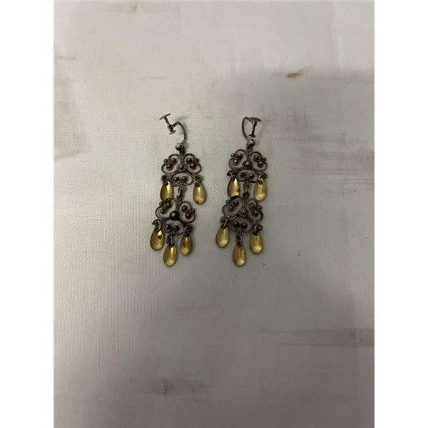 PAIR OF ANTIQUE GERMAN SILVER SCREW ON EARRINGS, MARKED 830, HALLMARK