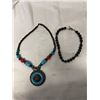 Image 1 : VINTAGE HEAVY BLACK STONE BEADS NECKLACE STERLING SILVER TOGGLE MARKED 925 AND HAND CRAFTED NECKLACE