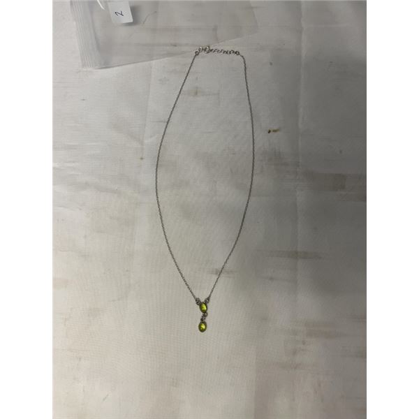 STERLING SILVER W/ GREEN PERIDOT STONES CHOKER NECKLACE MARKED 925