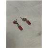 Image 1 : PAIR OF 950 STERLING SILVER W/ PINK JADE STONES EARRINGS