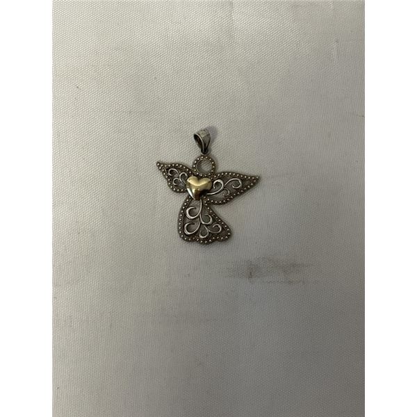 VINTAGE STERLING SILVER/ GOLD ANGEL PENDANT