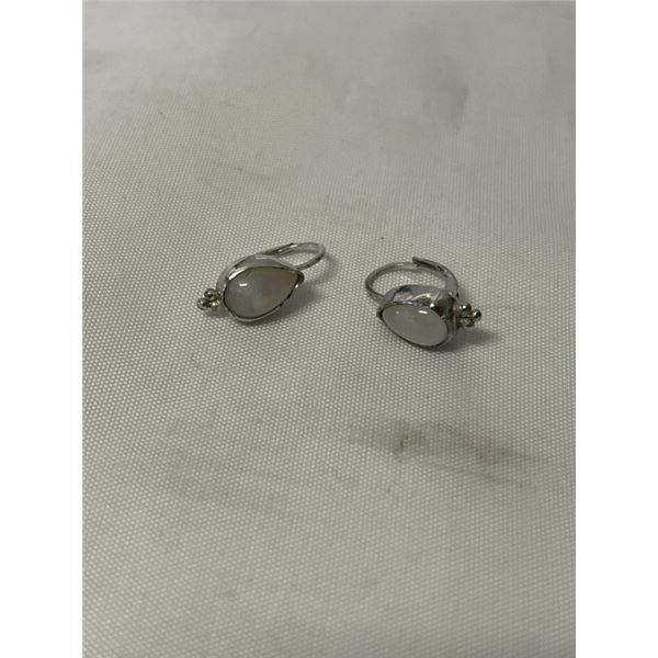 PAIR OF HAND CRAFTED STERLING SILVER W/ MOONSTONE EARRINGS EACH MARKED 925