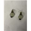 Image 2 : VINTAGE STERLING SILVER W/ HAND CARVED CHINESE JADE DANGLE EARRINGS