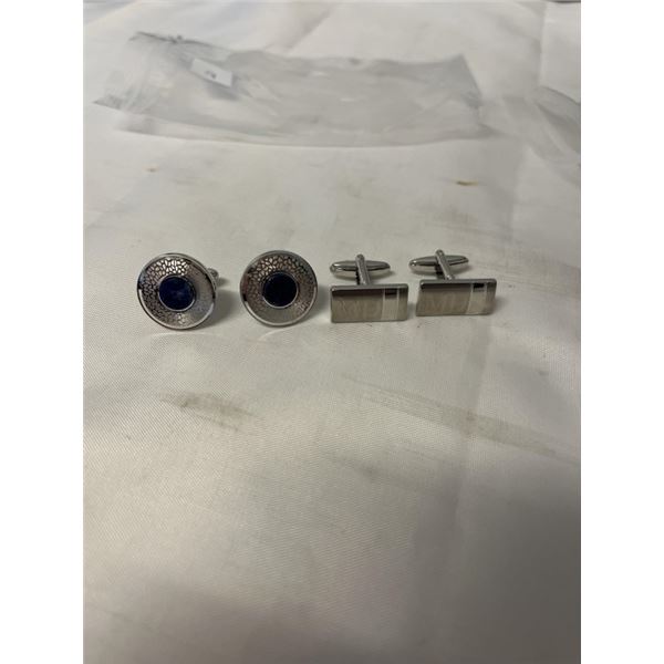 PAIR OF SILVER W/ SEMI PRECIOUS STONE CUFFLINKS, AND MD MEDICAL CUFFLINKS