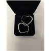 Image 1 : NEW 14K GOLD PLATED 43MM SIMULATED DIAMOND (CZ) HEART HOOP EARRINGS