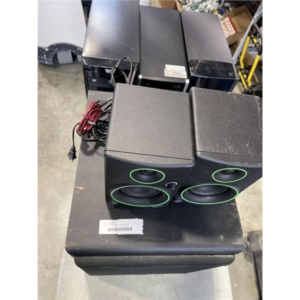 LOT OF COMPUTERS AND SUB W/ SPEAKERS - PARTS ONLY