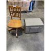Image 1 : RETRO PADDES STORAGE HASSOCK AND ANTIQUE OAK STENO CHAIR