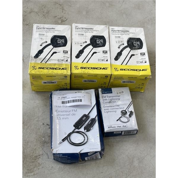 LOT OF CAR CORDS, TRANSMITTERS, ETC