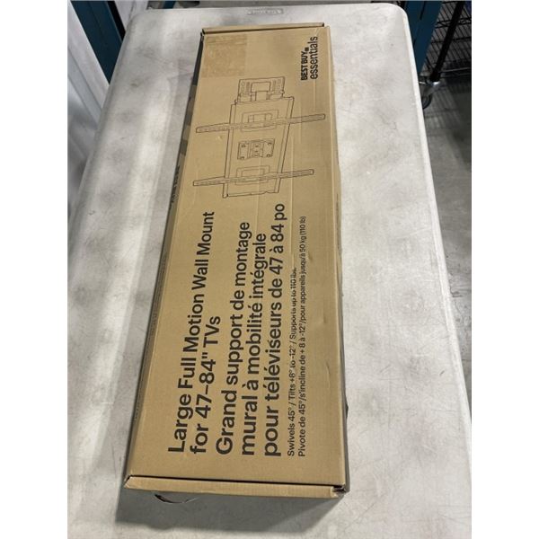 AS NEW BEST BUY ESSENTIALS 47-84 INCH FULL MOTION LARGE TV WALL MOUNT