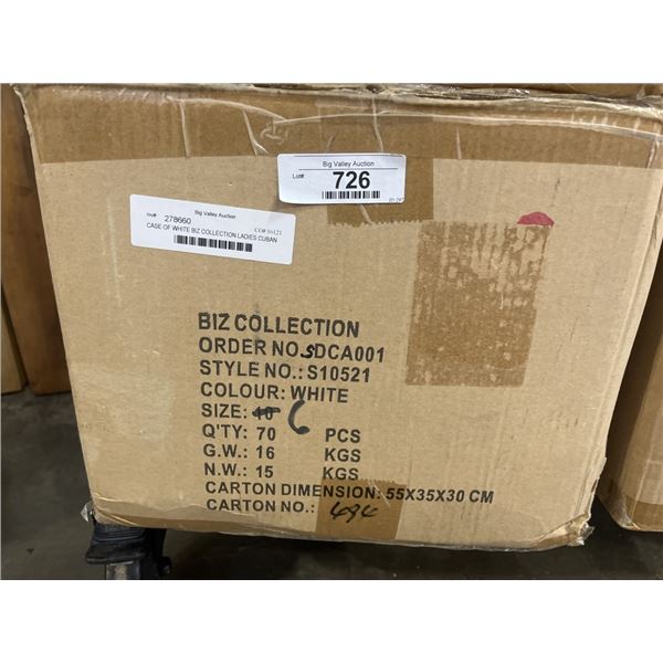 CASE OF WHITE BIZ COLLECTION LADIES CUBAN 3/4 SLEEVE SHIRT BREATHABLE POLYESTER