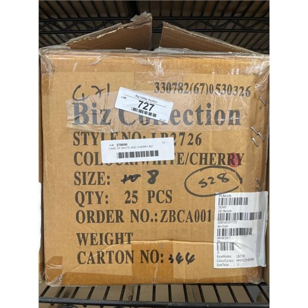 CASE OF WHITE AND CHERRY BIZ COLLECTION LADIES NEW YORKER SHORT SLEEVE SHIRTS