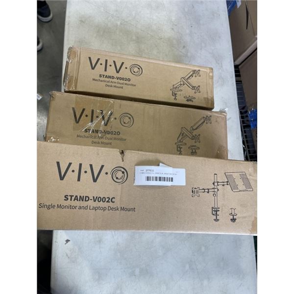 2 MECHANICAL ARM DUAL MONITOR DESK MOUNTS AND SINGLE MONITOR AND LAPTOP DESK MOUNT