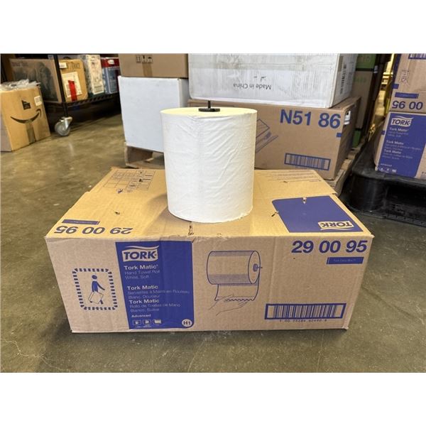 NEW CASE TORK WHITE HAND TOWEL ROLLS - 6 ROLLS, 900FT PER ROLL