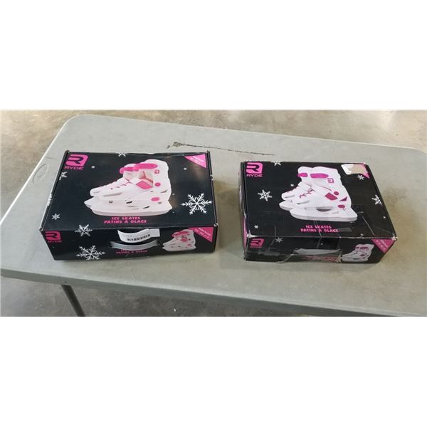 2 NEW PAIRS OF YOUTH ADJUSTABLE SKATES, SIZE Y12-13, AND 1-2