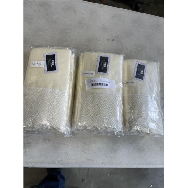 3 NEW 4PACKS OF FINE COTTON VELOUR TOWEL WITH LACE, IVORY