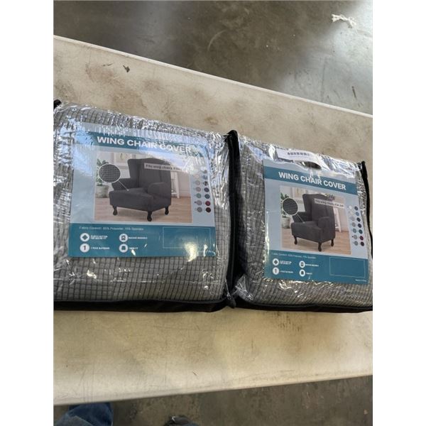 2 NEW GREY FABRIC CHAIR COVERS