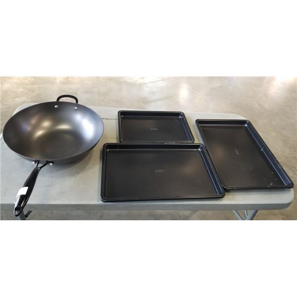 AS NEW WOK AND 3PC PAN SET