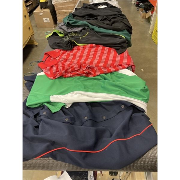 8 NEW GOLF SHIRTS - NIKE, WICKED WARE, BISHOP AND BRODY