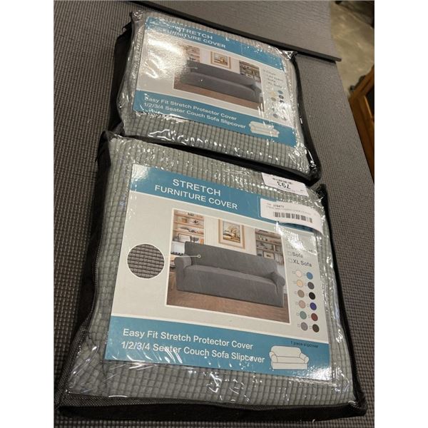 2 NEW GREY FABRIC CHAIR COVERS