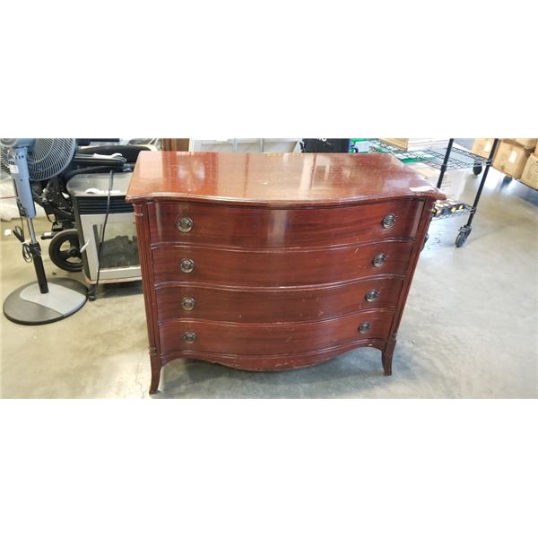 4 VINTAGE 4 DRAWER BOW FRONT DRESSER