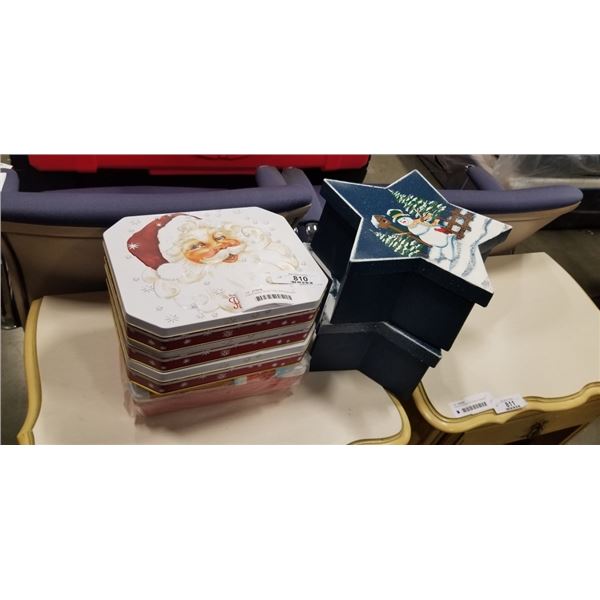 CHRISTMASS SANTA TINS, NEW STAR HAND MADE GIFT BOXES AND CONTAINERS ETC