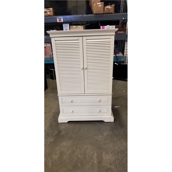 WHITE 2 DOOR LOUVERED CABINET