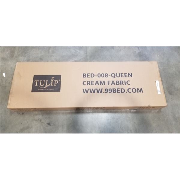 BRAND NEW TULIP QUEENSIZE PLATFORM BEDFRAME IN CREAM MODEL BED-008