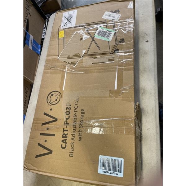 VIVO BLACK ADJUSTABLE PC CART WITH STORAGE