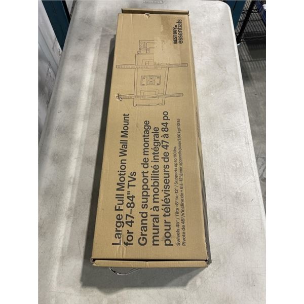 AS NEW BEST BUY ESSENTIALS 47-84 INCH FULL MOTION LARGE TV WALL MOUNT