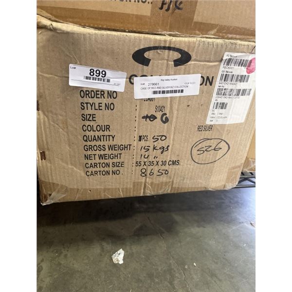 CASE OF RED AND SILVER BIZ COLLECTION WOMENS BASE 3/4 SLEEVE SHIRT