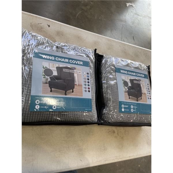 2 NEW GREY FABRIC CHAIR COVERS