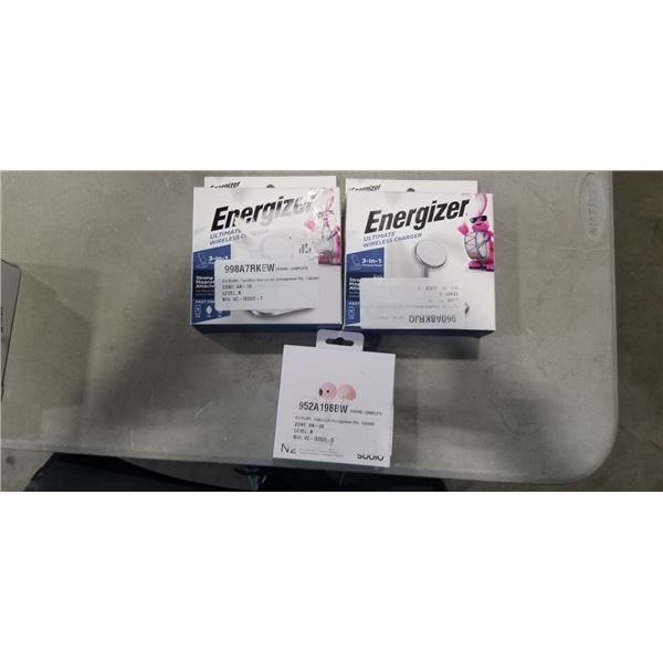 2 ENERGIZER ULTIMATE WIRELESS 3 IN 1 CHARGER STANDS AND SUDIO N2 WIRELESS BLUETOOTH EARBUDS