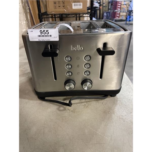 AS NEW DEMO BELLAPRO 4 SLICE STAINLESS TOASTER - TESTED WORKING, RETAIL $149