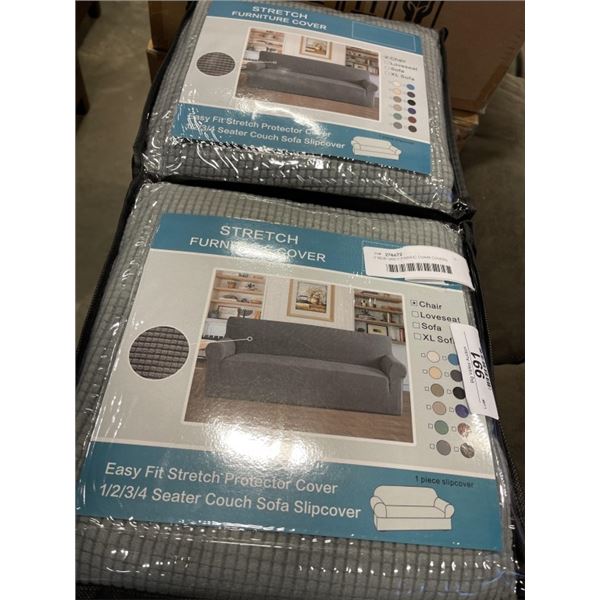 2 NEW GREY FABRIC CHAIR COVERS