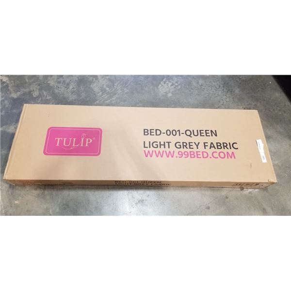 BRAND NEW TULIP QUEENSIZE PLATFORM BEDFRAME IN LIGHT GREY FABRIC MODEL 001