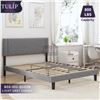Image 2 : BRAND NEW TULIP QUEENSIZE PLATFORM BEDFRAME IN LIGHT GREY FABRIC MODEL 001 retail $499
