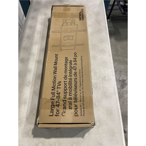 AS NEW BEST BUY ESSENTIALS 47-84 INCH FULL MOTION LARGE TV WALL MOUNT